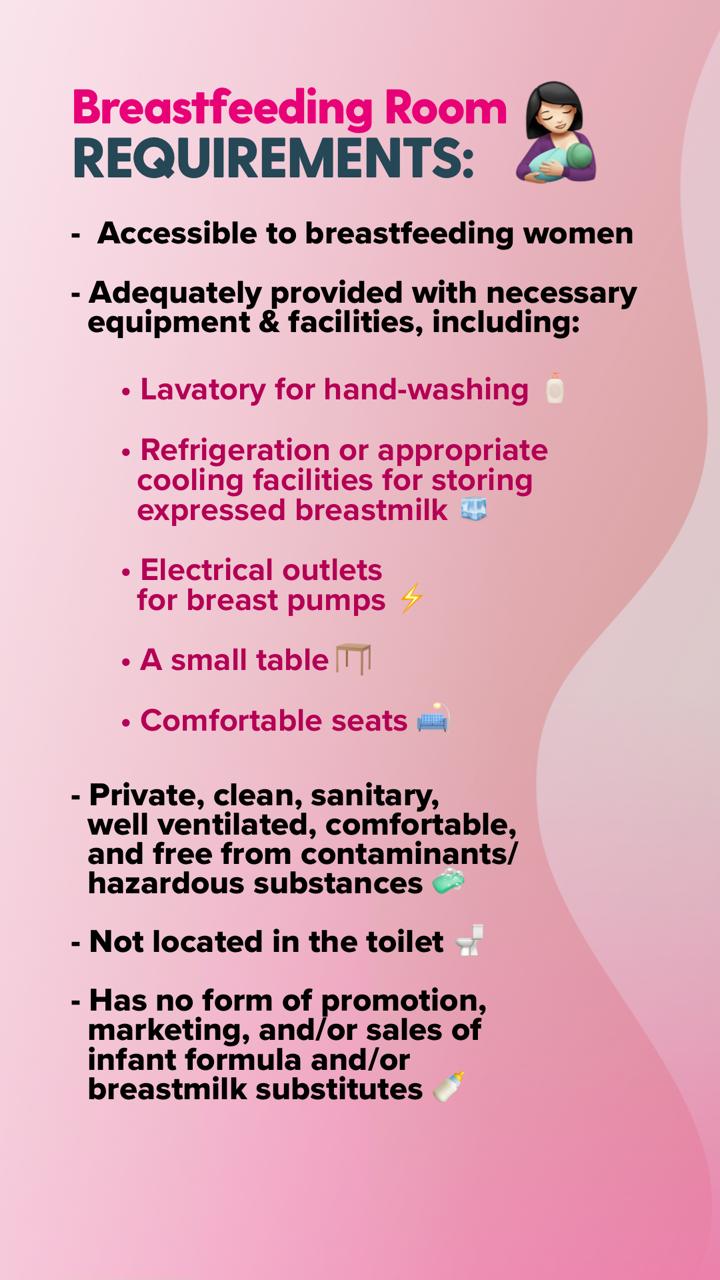 Checklist for a breastfeeding room