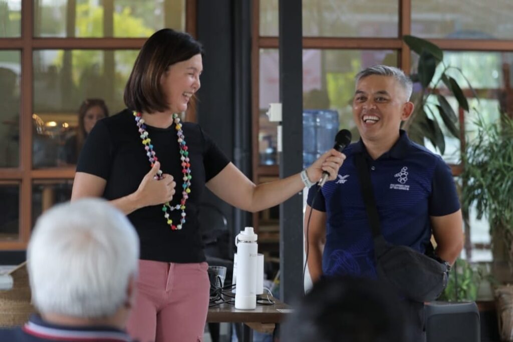 Senator Pia Cayetano with national triathlon coach Melvin Fausto 